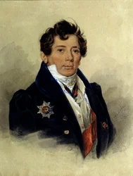 「アレクサンドル・ツルゲーネフ (1784-1846) の肖像、ロシアの歴史家であり政治家」ピョートル・フョードロヴィッチ・ソコロフ (1791-1848) によるリトグラフ 1816 プーシキン記念博物館、サンクトペテルブルク
