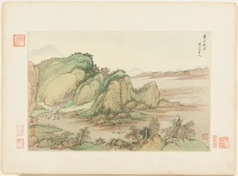 1674年と1677年に描かれた巨匠の風景画（12葉のアルバム、紙にインクと彩色）