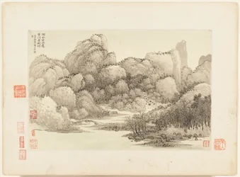 1674年と1677年に描かれた巨匠の風景画（12葉のアルバム、紙にインクと彩色）