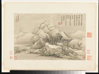 1674年と1677年に描かれた巨匠の風景画（12葉のアルバム、紙にインクと彩色）