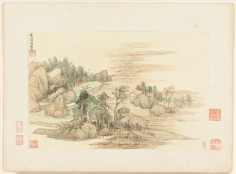 1674年と1677年に描かれた巨匠の風景画（12葉のアルバム、紙にインクと彩色）