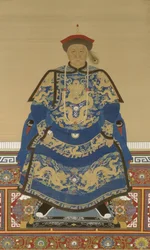 康熙帝の摂政、オボイ（1610-1669年頃）の肖像（絹本・彩墨）