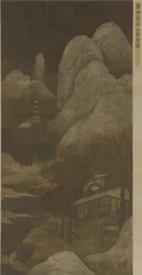 小川と山の上の雪の除去