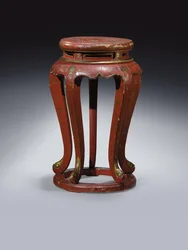 Jardinière（ゴールド、ブラウン、グリーンのディテールが施された赤のラッカー仕上げ）