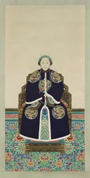 皇太子宰子の正妻、河嘉夫人の肖像（1839-1880）（紙にインク、彩色）