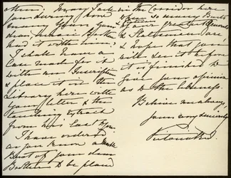 ビクトリア女王からウィンザー城メアリーオーガスタゴードンへの手紙、1885年3月16日