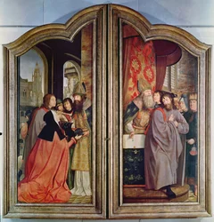 聖なる親族、またはセントアンの祭壇画、中央パネルの裏面の詳細、1509