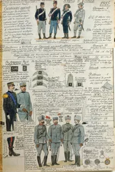 第一次世界大戦中のイタリア陸軍の制服、クイント・チェンニ作、カラー図版