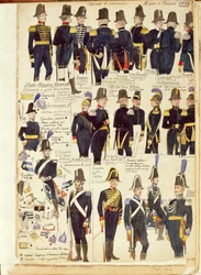 1814年のピエモンテ軍のユニフォーム。カラー図版：Cenni Quinto
