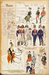 様々なユニフォーム、クイント・チェンニ作、カラープレート、1815年頃