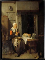 Le benedicite Quinringh (Quiringh) Gerritsz Van Brekelenkam (1620-1668) による絵画 1648 Sun.0,54x0,41 m