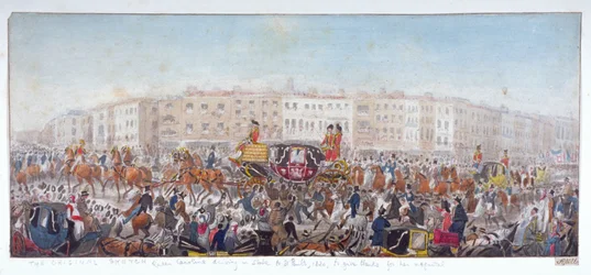 1820年11月20日、ロンドンのセント・ポール大聖堂を訪れるキャロライン女王