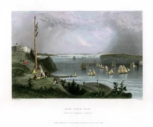 1838年に米国の電信局から見たニューヨーク湾。