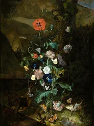 木の幹による花のアレンジメント、1683年頃（油彩・カンヴァス）
