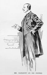 1906年10月27日「グラフィック」に掲載された「議会の再編成」と題された記事からの防衛に関するハーコート氏