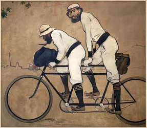 ラモン・カサとペレ・ロメウのタンデム。 ラモン・カサス (1866-1932) の絵画、キャンバスに油彩