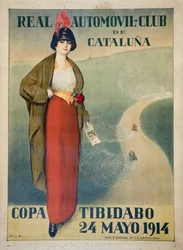 Real Automovil Club de Catalunya (ポスター) - Ramon Casas (1866-1932) のアートワーク - 1914 - カラーリトグラフ - 110x81.7 - Museu Nacional d