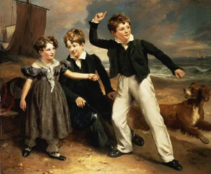 1830年、ジェームズグリーンハルグの3人の子供、ロバート、ジェームズ、メアリーサラのグループの肖像