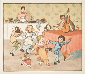 Hey, diddle, diddle, The Hey Diddle Diddle Picture Book, pub.1882 (colour engraving) より。