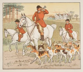 The Huntsman Blows his Horn』（The Hey Diddle Diddle Picture Book, pub.1882より）（カラー印刷