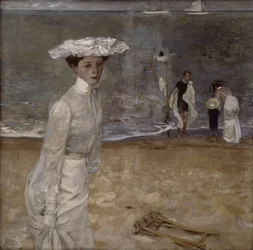 ビーチで（キャンバスに油彩）（164323も参照）