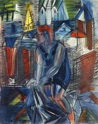 海水浴客(baigneuse), c.1950 (油彩・板)