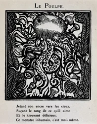 タコ - ラウル・デュフィ（1877-1953）挿絵、アポリネール『オルフェの行進』所収、ド・ラ・シレーヌ、パリ