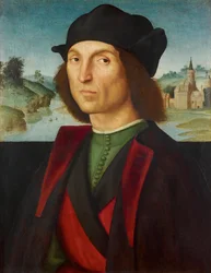 男の肖像パーラファエル（1483-1520）、1502-1504年頃 - 木材に油彩、47,5x37,2 - リヒテンシュタイン美術館