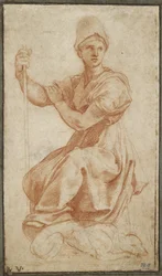 Allegorical Female Figure; Allegory of Fides」WA1956.21（赤チョーク