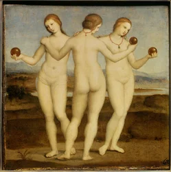 三つの恵み ラファエロ・サンツィオ・ディ・ラファエロ(1483-1520)の絵画。1504-1505.シャンティ。コンデ美術館。