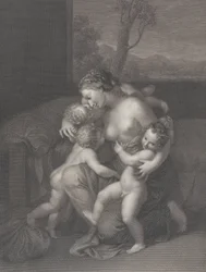 1795 年、3 人の小さな子供たちとの慈善活動。