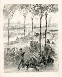 フランスとドイツの接近戦（紙にインク）