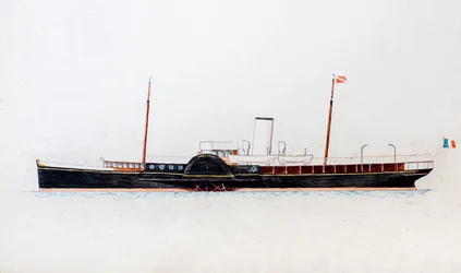 蒸気船（紙にグワッシュ）