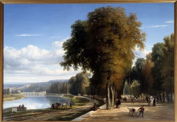 Raymond Esbrat (1809-1856) 1850 Roanne による Saint Cloud Park の絵画まで歩いてください。 ジョセフ デシュレット美術館 - サン クラウドの公園を散歩。 Raymond Esbrat (1809-1856) の絵画