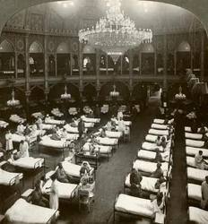 ブライトン、サセックス、第一次世界大戦、1914-1918にある広々とした病院の内部。