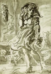 風に吹かれたスカート両面ドローイング