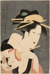 清露美人合わせ：和泉屋茶屋の女将
