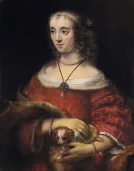 ラップドッグを持つ女性の肖像 - レンブラント・ファン・ライン (1606-1669) - 1665年頃 - キャンバスに油彩 - 81,3x64,1 - オンタリオ美術館