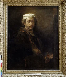 イーゼルの前で年を重ねるレンブラント（1660年）。