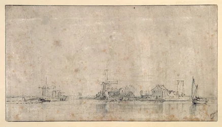 オムバルのアムステル川 1650-53年頃 （紙にペン、インク、ウォッシュ