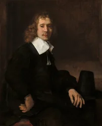 テーブルに座っている若い男 (おそらく Govaert Flinck)