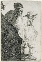 銀行の後ろの乞食男と女、c.1630
