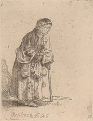 棒にもたれかかる物乞いの女、1646年。