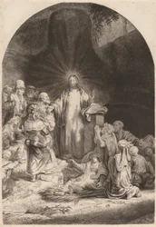 100ギルダー版画からのキリストの説教と癒しの断片、c。 1649年。
