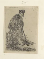 Staande man puts een lange mantel in bontmuts 原画集85点（連載タイトル）