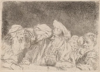 100 ギルダー版画からの断片を議論するパリサイ人、c. 1649年。