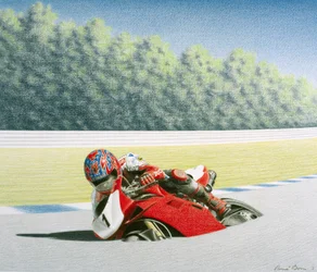 ロードレース、2001年、紙に色鉛筆画
