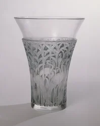 イビス花瓶、1934年（曇りガラス、青いガラス）