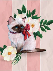 愛らしい子猫の赤いリボン