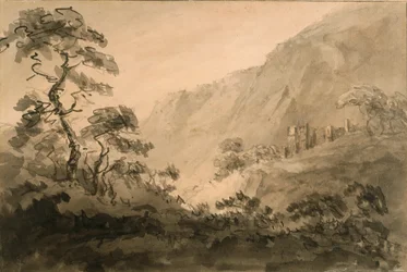 Mountainous Landscape With Ruin (pen, ink and ink wash over pencil on off-white laid paper prepared with a sepia wash)   1452677   ja       japanese Successfully Translated  Original: Pin - Shortleaf pine tree (Pinus echinata) Translat: Pin - Shortleaf pin